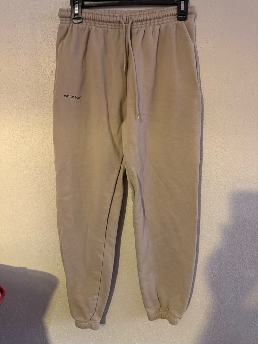 (M) White Fox Tan Jogger Pants - Drawstring Waist